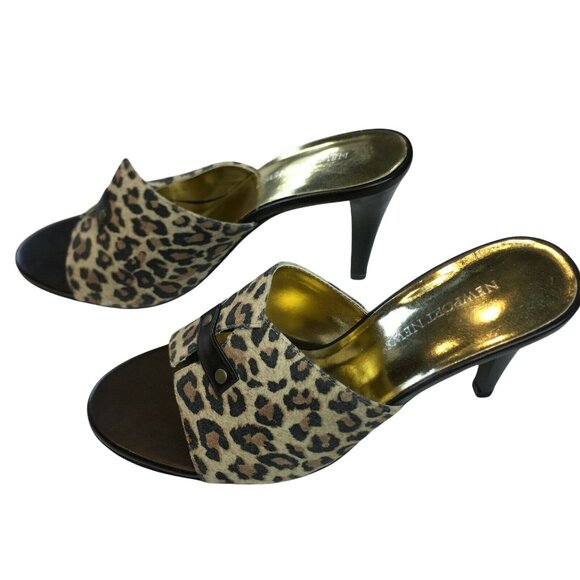 Ladies Women Animal Print Suede Low Kitten Heels Slip On Party Heels Size 8 u - Picture 2 of 6